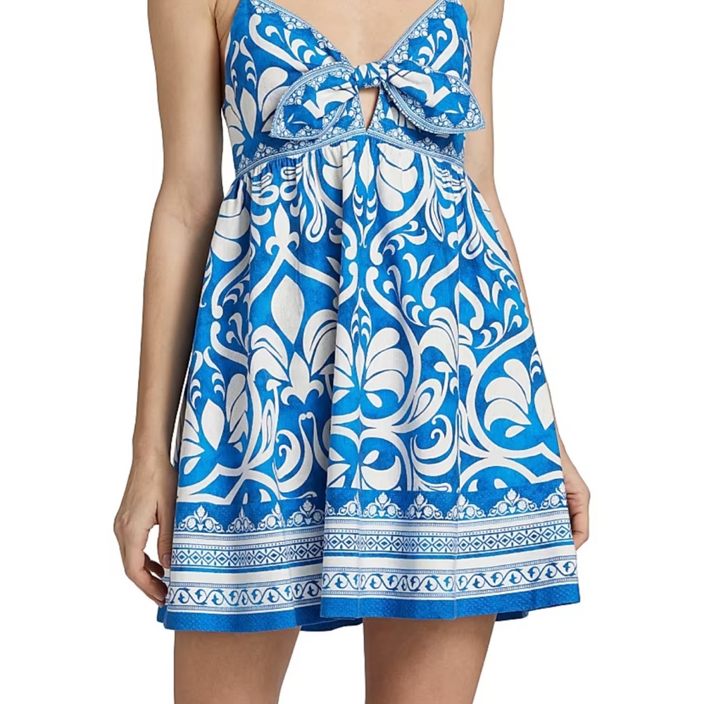Alice + Olivia Blue and White Geometric Dress